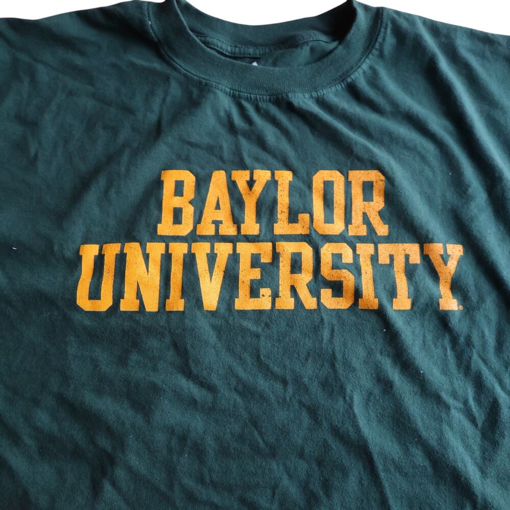 Baylor University T Shirt Mens L Green Double Sided Bear Logo College Tee - Picture 6 of 10